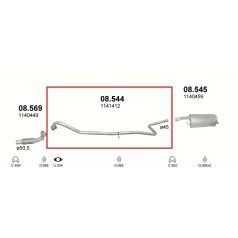   Kipufogócső, Ford Fiesta Hachback, Fusion, Mazda 2, 1.4, 2001-2008.07