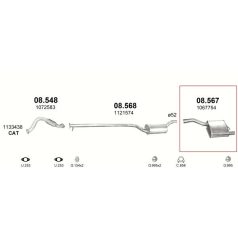   Kipufogódob, hátsó, Ford Focus Hatchback, 1.6-2.0, 1998-2004.09