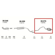 Kipufogócső, hátó, Ford Mondeo, kombi, 1.8, 2000-2007.02