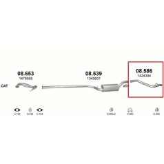   Kipufogócső, hátsó, Ford Focus Sedan, 1.6-1.8, 2004-2011.07