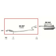   Kipufogócső, Ford Fiesta Hatchback, Fusion, Mazda 2, 1.2-1.4, 2001-2008.07