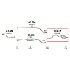   Kipufogódob, hátsó, Ford Mondeo 4/5a 2.0TD, 2001-2007 (két darabban!)