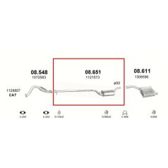 Kipufogócső, közép, Ford Focus, 1.8, 1998-2004.09