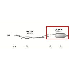 Kipufogó, hátsó, FORD Fusion, 1.6, 2002-