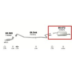 Kipufogó, hátsó, FORD Fusion, 1.4, 2002-