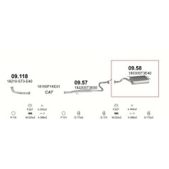  Kipufogódob, Hátsó, Honda Civic Hatchback, 1.4-1.6, 1995-2001