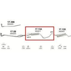 Kipufogódob, közép, Opel Combo, 1.2-1.7, 1993-2001.10