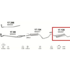 Kipufogódob, hátsó, Opel Combo B, 1.2-1.7, 1993-2001.10