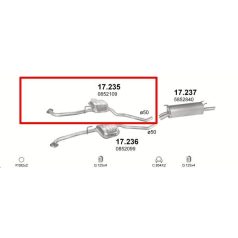   Kipufogódob, közép, Opel Omega B, Mondeo, 1.8-3.0, 1994-2003.07