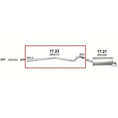Kipufogócső, közép, Opel Astra H, GTC, 1.3D, 2005-