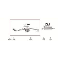   Kipufogódob, közép, Opel Omega B, Kombi, 2.0-2.5, 1994-2003.07