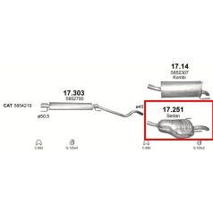   Kipufogó, hátsó, Opel Astra H Sedan, Kombi, Ford Focus, 1.4-1.6, 1998-2004.09