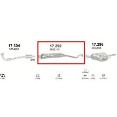 Kipufogódob, közép, Opel Astra G, 1.6-2.0, 1998-2004.09