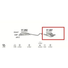   Kipufogódob, hátsó, Opel Astra G Hatchback, 1.8-2.0, 1998-2004.09