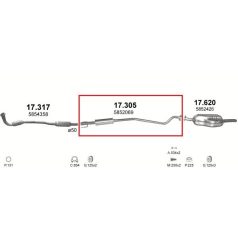   Kipufogódob, közép, Astra G Kombi Hatchback 1.7D, 1998-2004.09