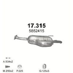 Kipufogódob, hátsó, Opel Astra G kombi, 2.2, 2002.03-2003
