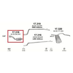   Kipufogódob, közép, Opel Vivaro, Nissan Primastar, Renault Trafic II, 1.9-2.0, 2001-2006.07