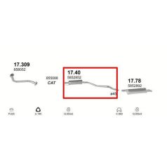   Kipufogódob, közép, Opel Astra F Kombi, Van, 1.4-2.0, 1991-1998.04