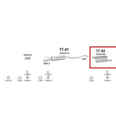   Kipufogódob, hátsó, Opel Corsa B, Hatchback, Van, 1.2-1.7, 1993-2000.12