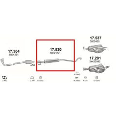 Kipufogódob, közép, Opel Astra G, 1.4-1.6, 1998-2004.09
