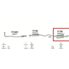 Kipufogódob, hátsó, Opel Vectra B, 1.6-1.7, 1995-1997.10