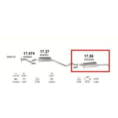   Kipufogódob, hátsó, Opel Astra F, Sedan, Kadett, Sedan, 1.3-2-0, 1984-1998.02