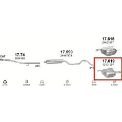   Kipufogódob, hátsó, Opel Vectra C, Hb, Sedan, 1.6-1.8, 2002-2009