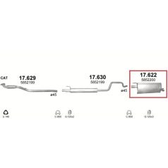 Kipufogódob, hátsó, Opel Meriva A, 1.6, 2003-2010.07