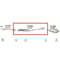   Kipufogódob, közép, Opel Zafira B, A Van, 1.6-2.2, 2003-2010