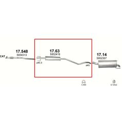 Kipufogó, közép, Opel Astra H Kombi, 1.4, 2004-