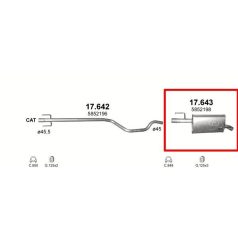 Kipufogódob, hátsó, Opel Meriva A, 1.3-1.7, 2003-2010