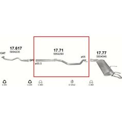   Kipufogócső, Vectra C Kombi, Signum Hatchback, 1.9-3.0, 2003-2009.06