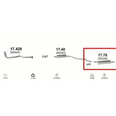   Kipufogódob, hátsó, Opel Astra F Kombi, Van, 1.4-1.7, 1995-1998.04