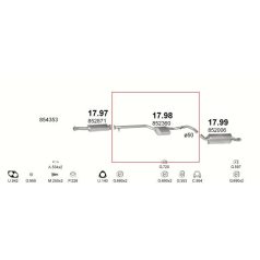   Kipufogódob, közép, Opel Calibra, Vectra A sedan, 2.0, 1988-1992.10