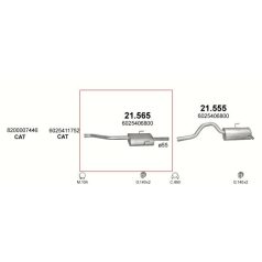 Kipufogódob, közép, Renault Espace III, 2.2D, 2000-2002