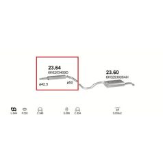   Kipufogódob, közép, Seat Cordoba Coupe, Ibiza Hatchback, VW Polo Kombi, Sedan, 1.6, 1997-2002.08