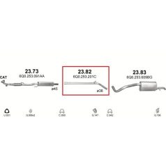   Kipufogócső, közép, Seat Ibiza, Fabia, VW Fox, Polo, 1.2, 2005-2011.12