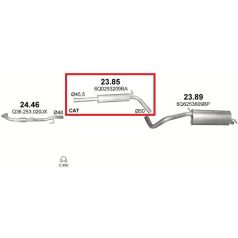  Kipufogódob, közép, Skoda Fabia Hatchback, Seat Ibiza, Cordoba, VW Polo, 2006-2010.03