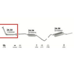 Kipufogócső, Skoda Favorit, 1.3, 1989-1996