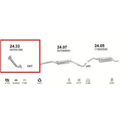   Kipufogócső, Skoda Favorit Kombi, Felicia, Hatchback, 1.3, 1991-1998.11