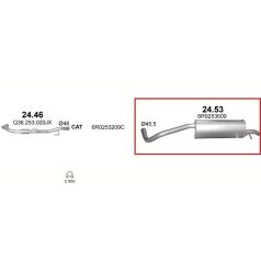 Kipufogódob, hátsó, Skoda Fabia kombi 1.4, 2009-2014