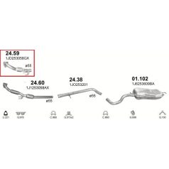   Kipufogó Y, Audi A3, Seat Leon, Toledo, Skoda Ostavia, VW Beetle, Golf IV, Bora, 1.9D, 1997-2010.09