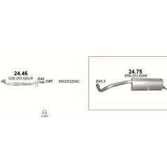   Kipufogódob, hátsó, Skoda Fabia, Seat Ibiza, 1.4-1.6, 2009-