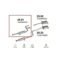 Kipufogódob, közép, Suzuki Swift 1.0-1.3, 3a, 1988-2005