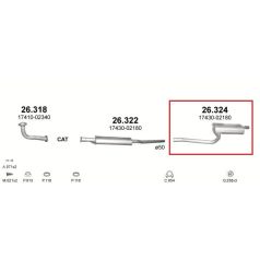   Kipufogódob, hátsó, Toyota Avensis 1.6-2.0, 1997.10-2000.07