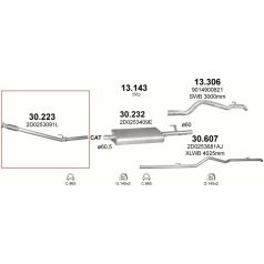 Kipufogócső, közép, VW LT, 2.8, 1997-2006.08