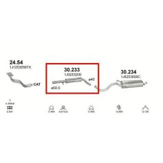   Kipufogódob, közép, A3, Golf IV. Kombi, Octavia, Bora, Leon, Toledo, 1.4-1.9, 1998-2005.10