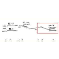 Kipufogódob, hátsó, VW T4