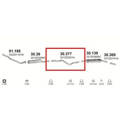 Kipufogócső, VW Passat 1.6D közép 80-88
