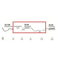   Kipufogódob, közép, VW Caddy, Seat Inca, 1.4-1.9D, 1995-2003.06